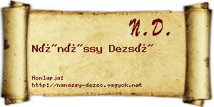 Nánássy Dezső névjegykártya